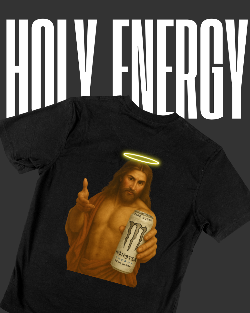 Holy Energy Snow-Washed Tee – Jesus x Monster Edition