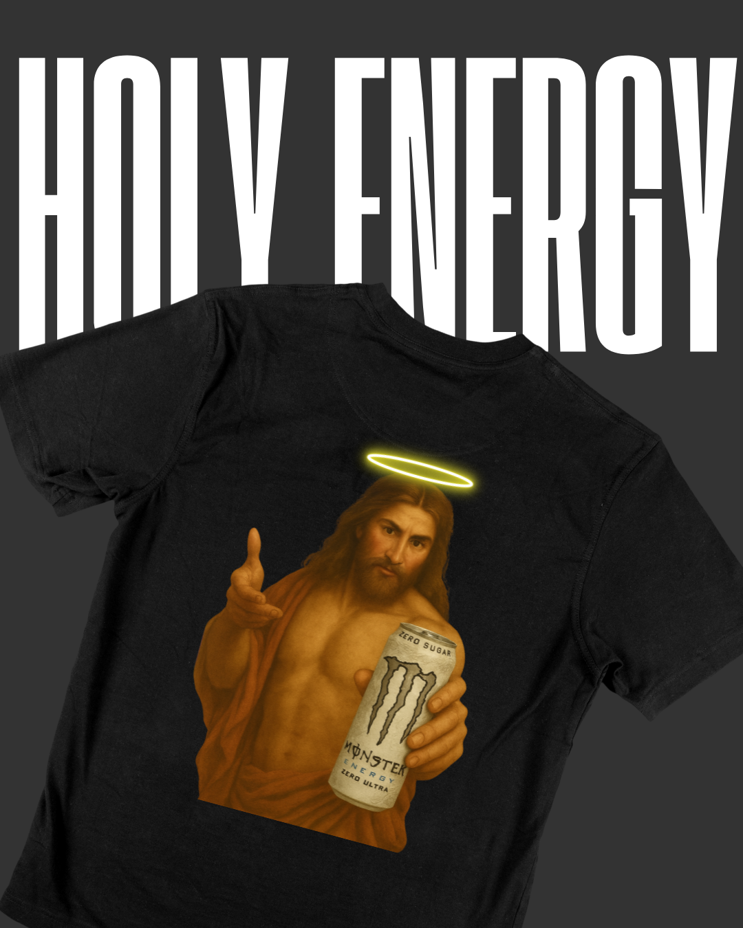 Holy Energy Snow-Washed Tee – Jesus x Monster Edition