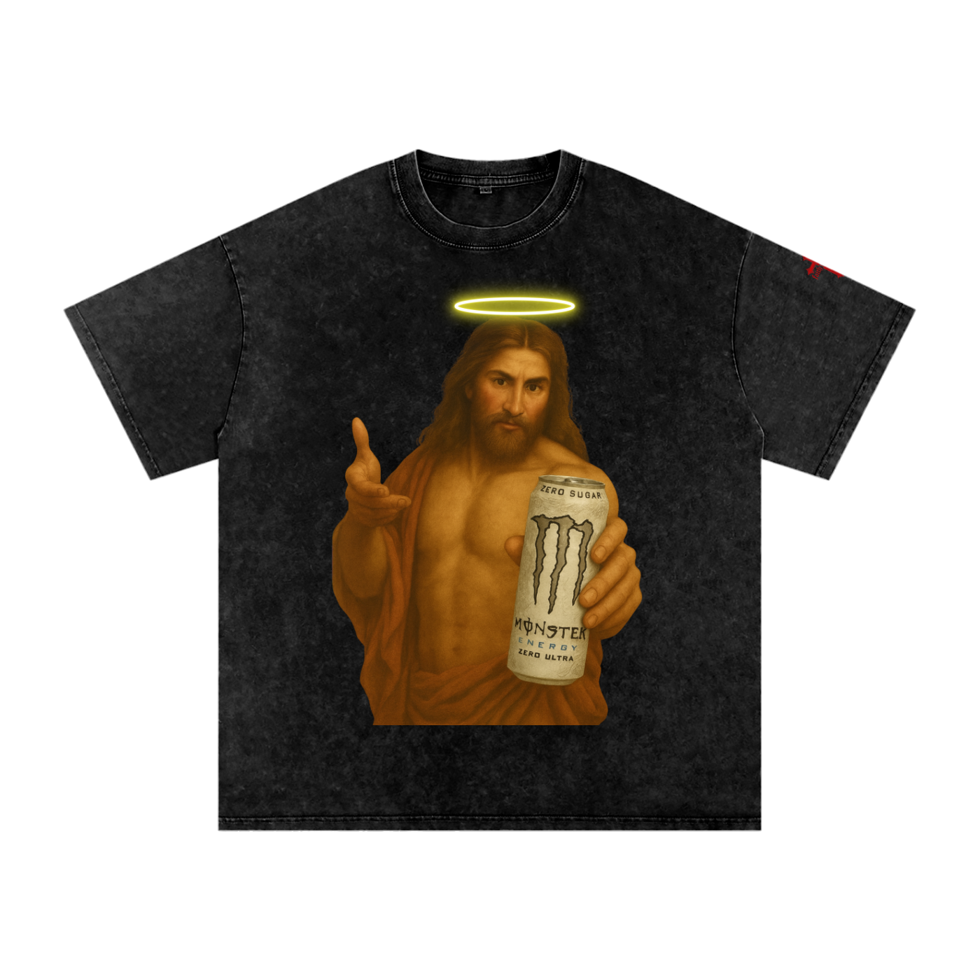 Holy Energy Snow-Washed Tee – Jesus x Monster Edition