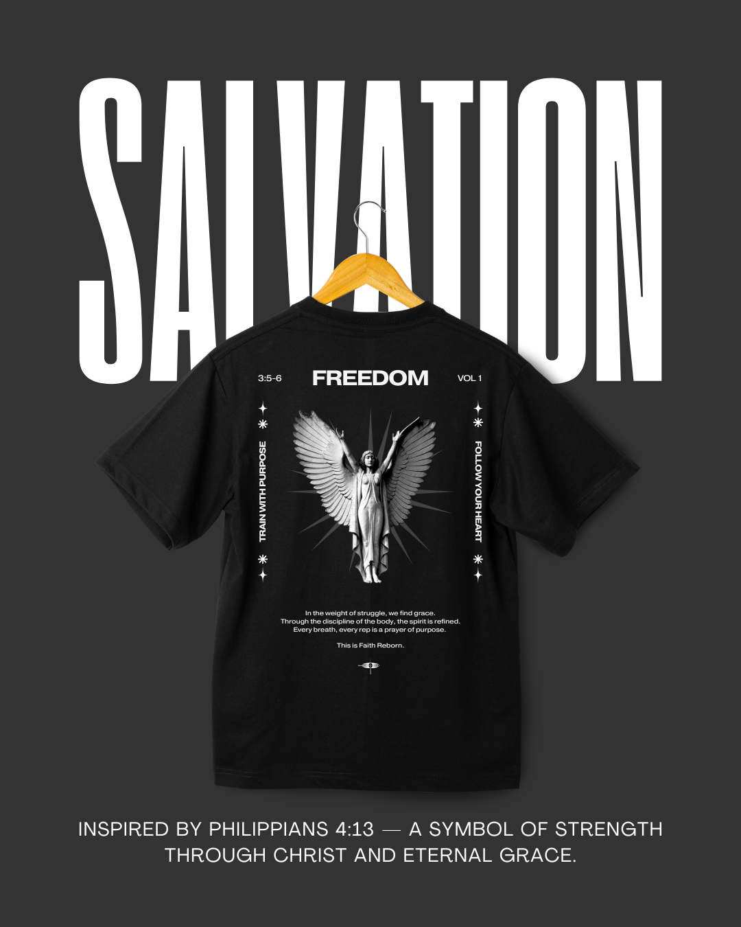 “FREEDOM” Heavyweight Unisex Crewneck T-Shirt — Faith Reborn Collection